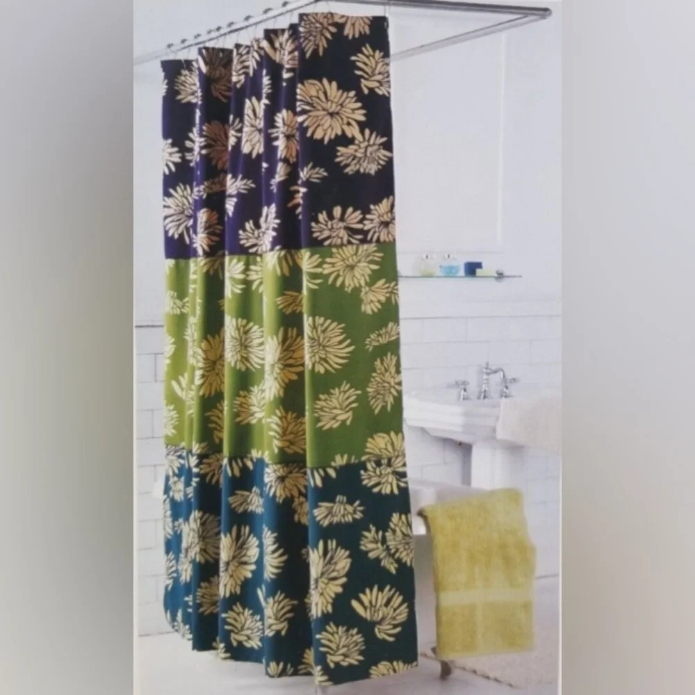Náutica Key Largo 72x72 Fabric Purple Teal Tan Green Dahlia Shower Curtain